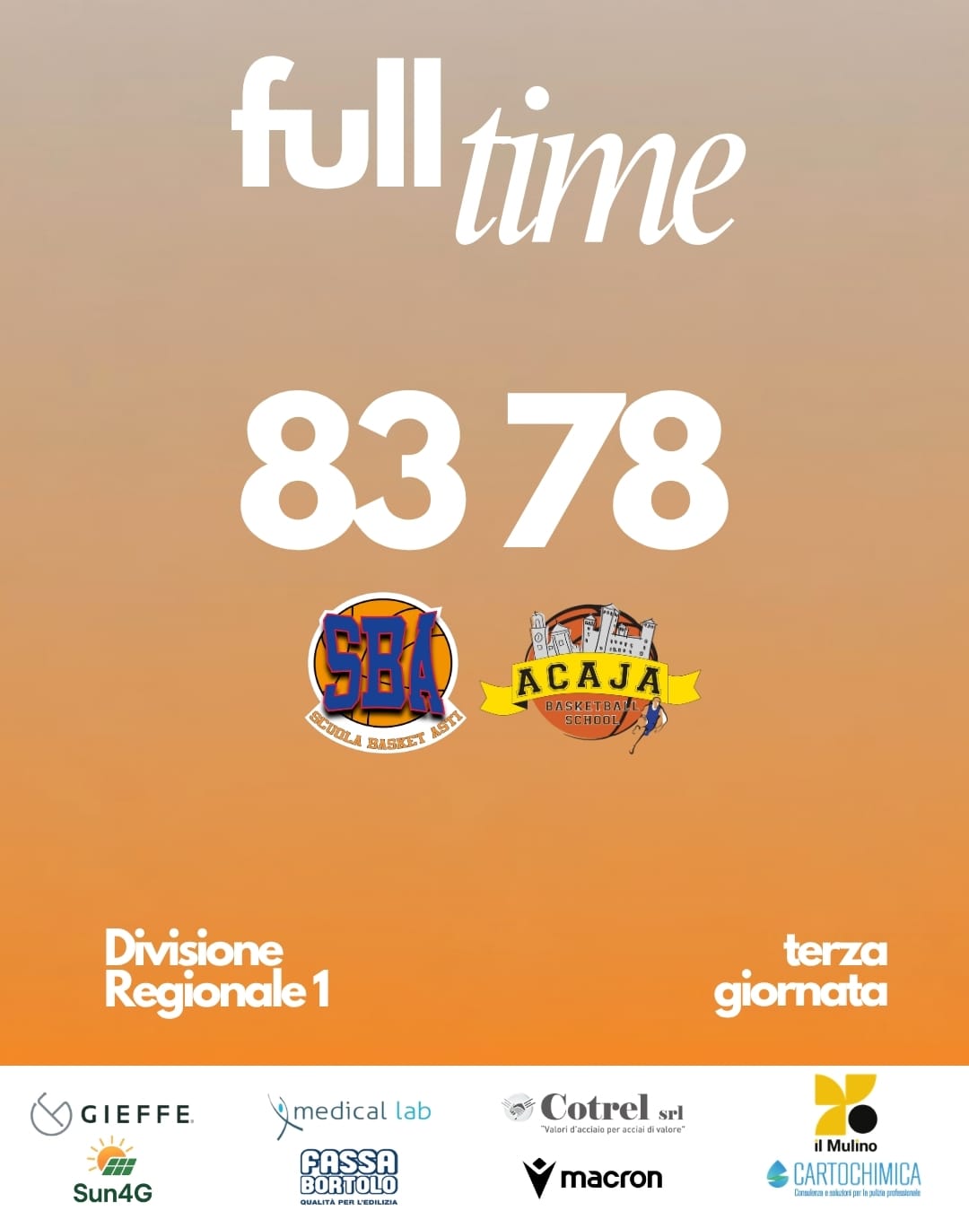 La Gieffe SBA vince a Nizza Monferrato e muove la classifica!